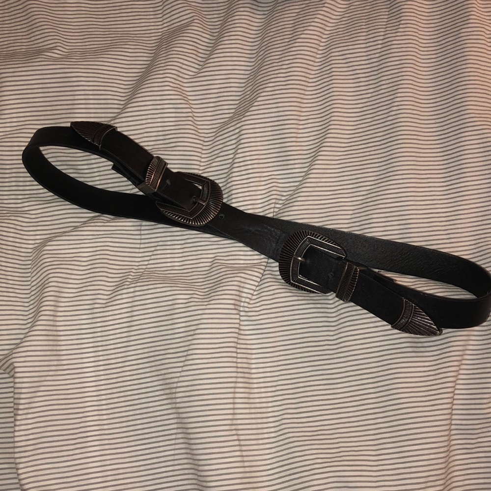 Double buckle black belt